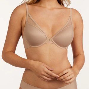 ThirdLove Bra 24/7 Classic Contour Plunge Nude Mesh Overlay 36C